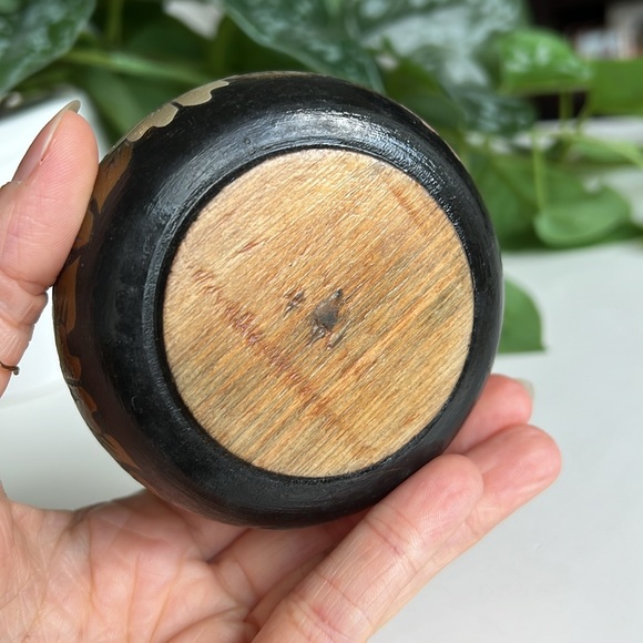 Vintage Small Mini Painted Floral Wood Vase - Picture 7 of 16